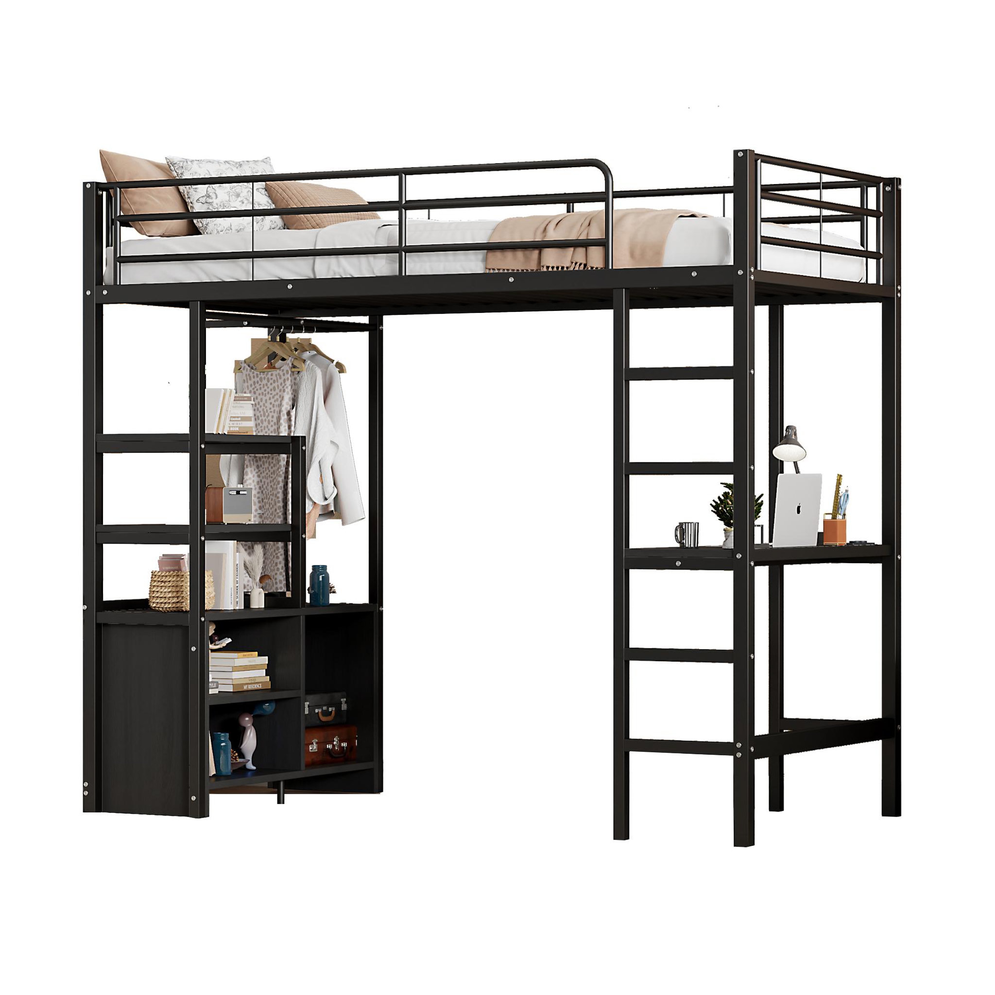 MERAX Lit mezzanine. Coloris disponibles : Blanc, Noir
