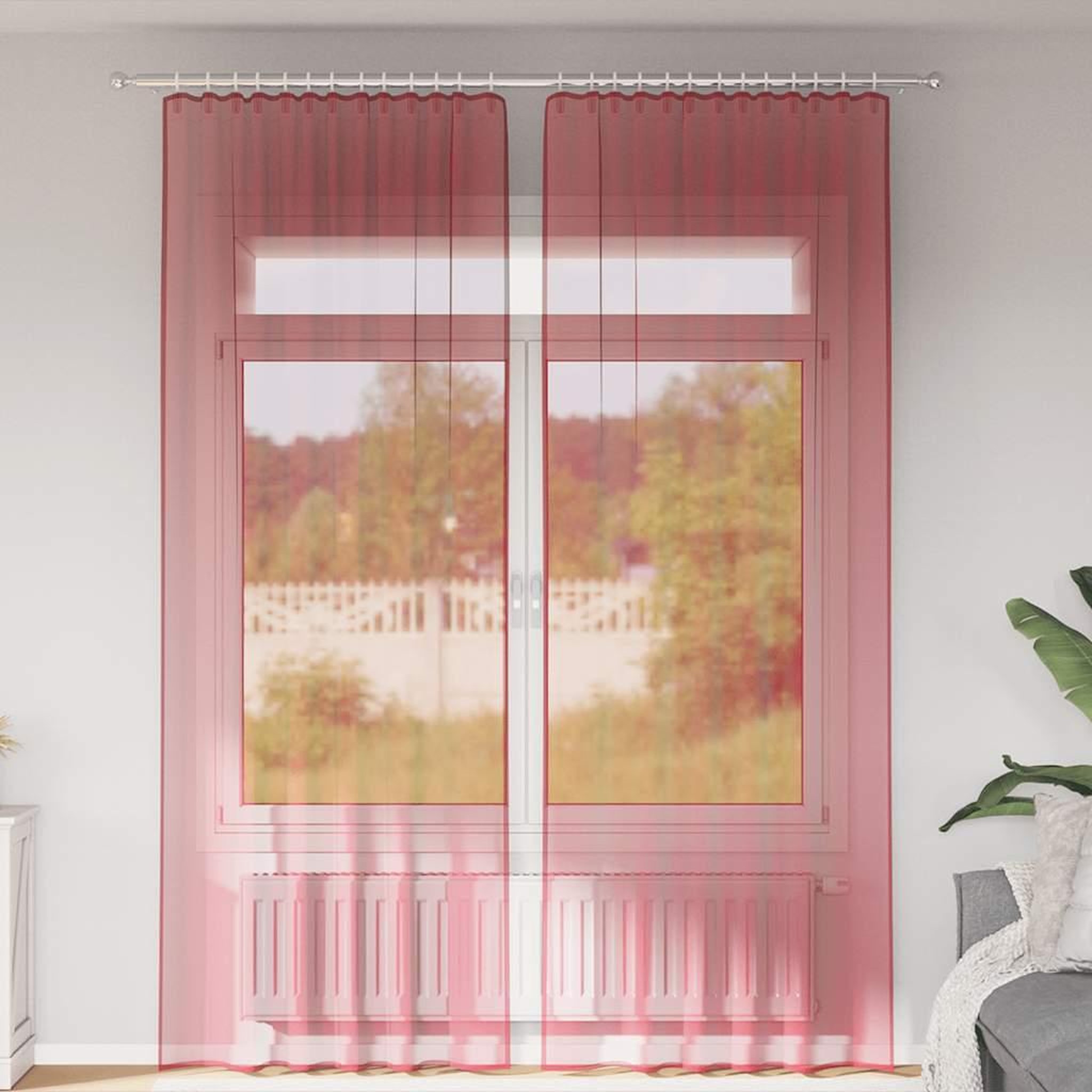 VIDAXL Rideaux en voile avec boucles 2 pcs rouge bordeaux 140x260 cm