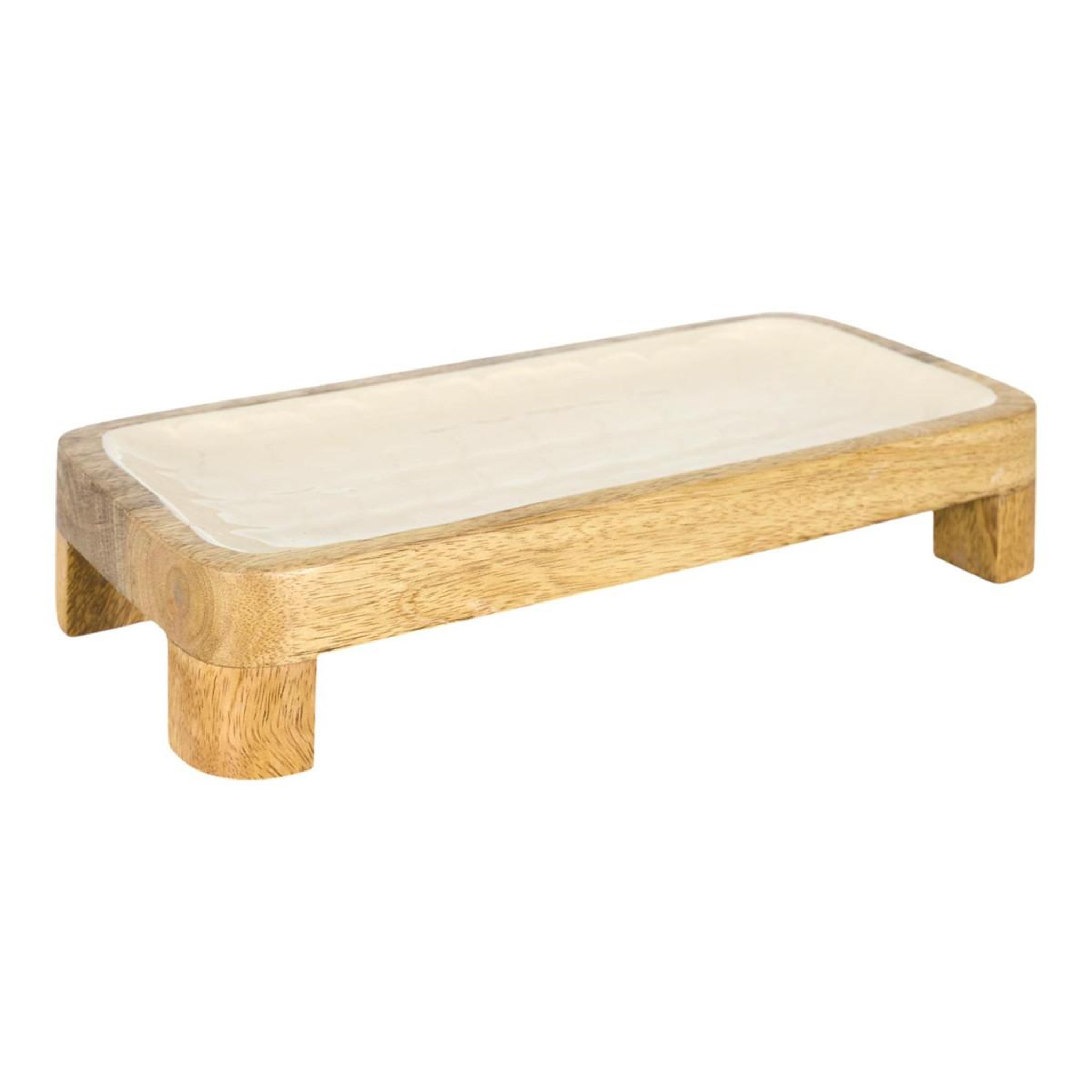 The Home Deco Factory Plat de Présentation en Bois  Nerina  30cm Beige
