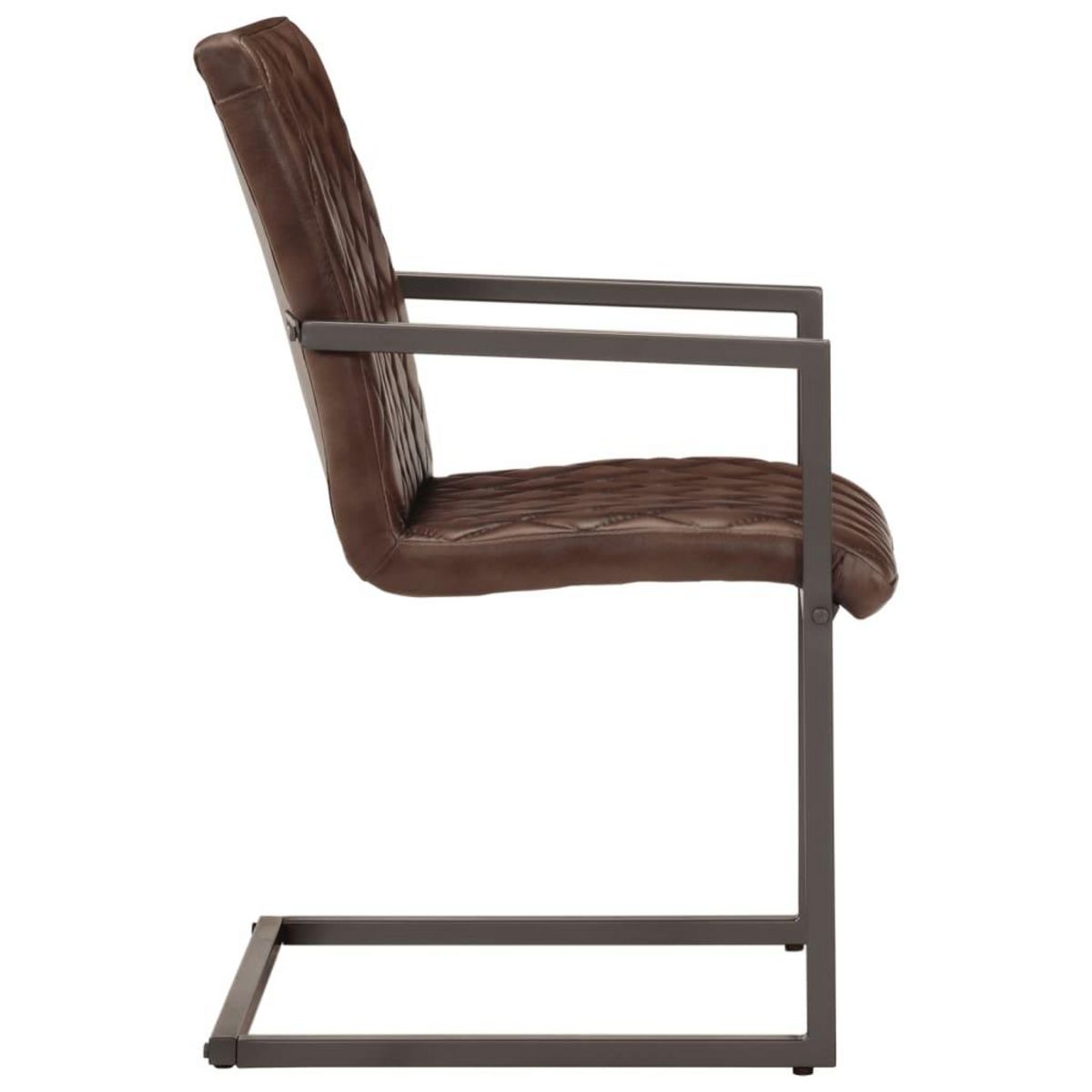VIDAXL Chaises a manger cantilever lot de 2 marron cuir veritable