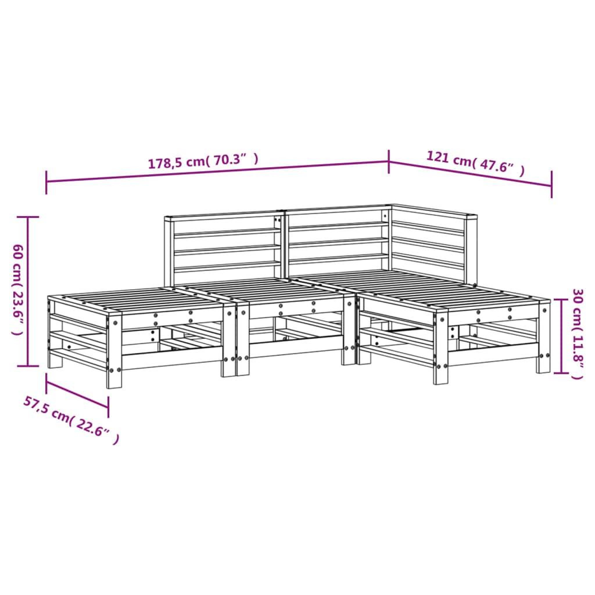 Voir la diapositive 6 : VIDAXL Salon de jardin 4 pcs bois massif douglas