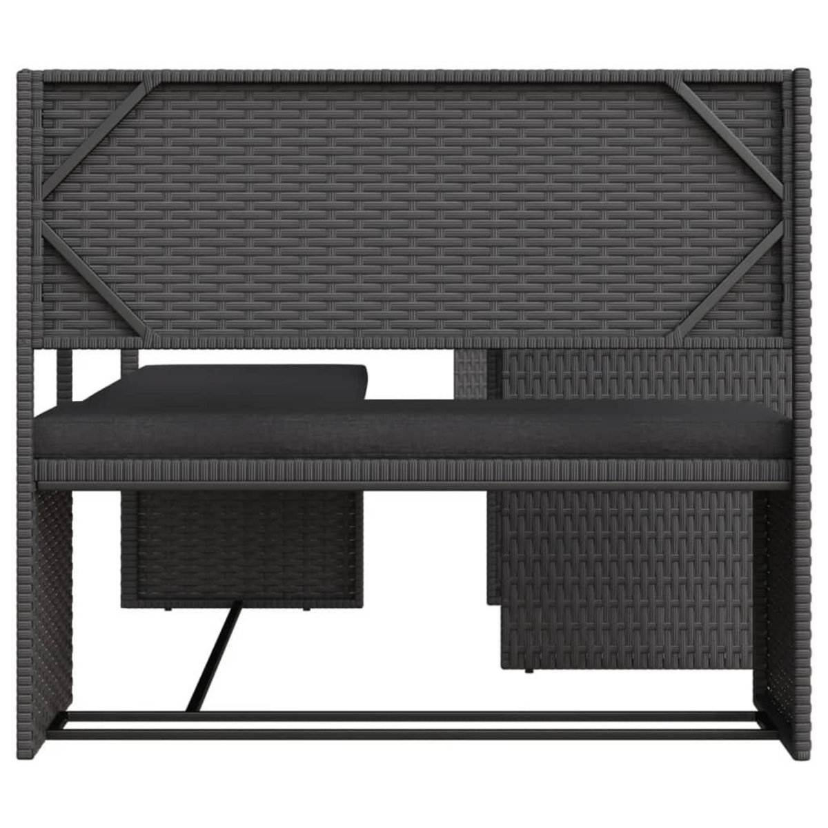 VIDAXL Canape de jardin avec table et coussins en forme de L noir