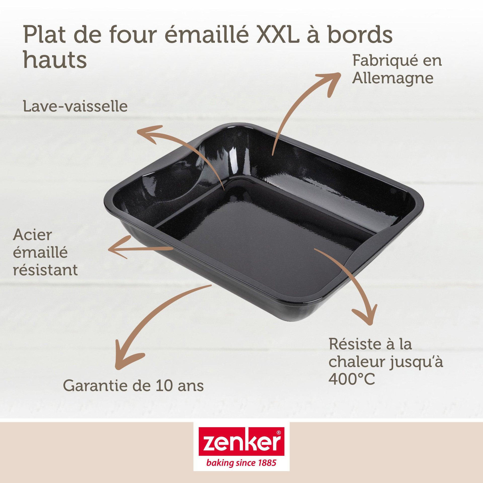 Voir la diapositive 3 : ZENKER Plat à four xxl rectangle en acier émaillé 40 x 34 cm zenker spécial cooking