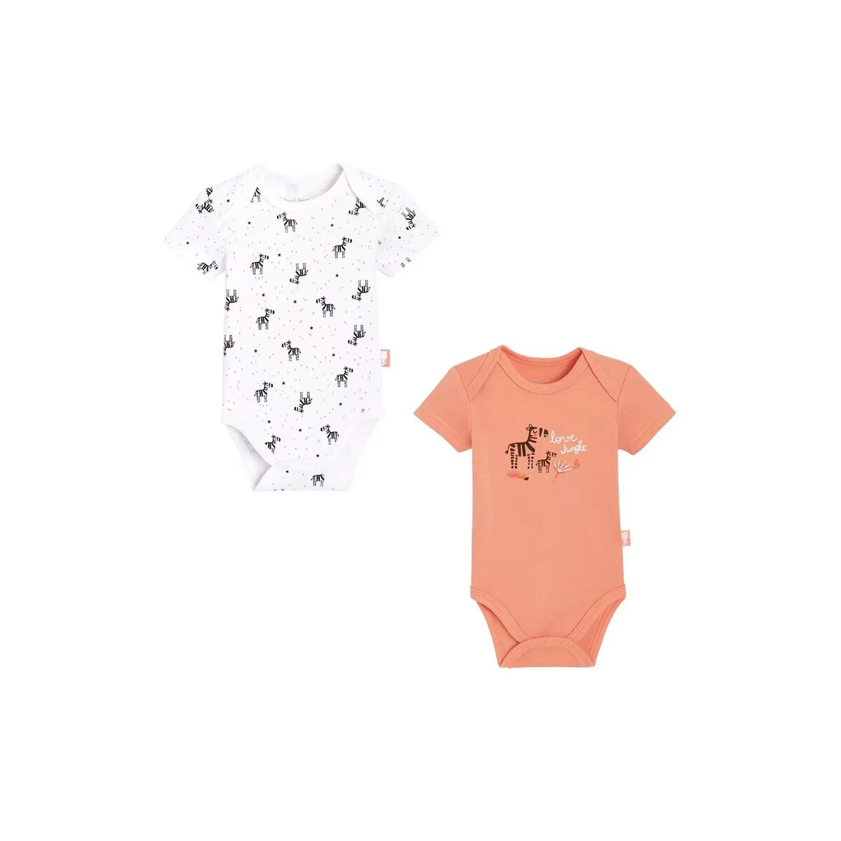 Petit Béguin Lot de 2 bodies bébé manches courtes Little Zebra pas