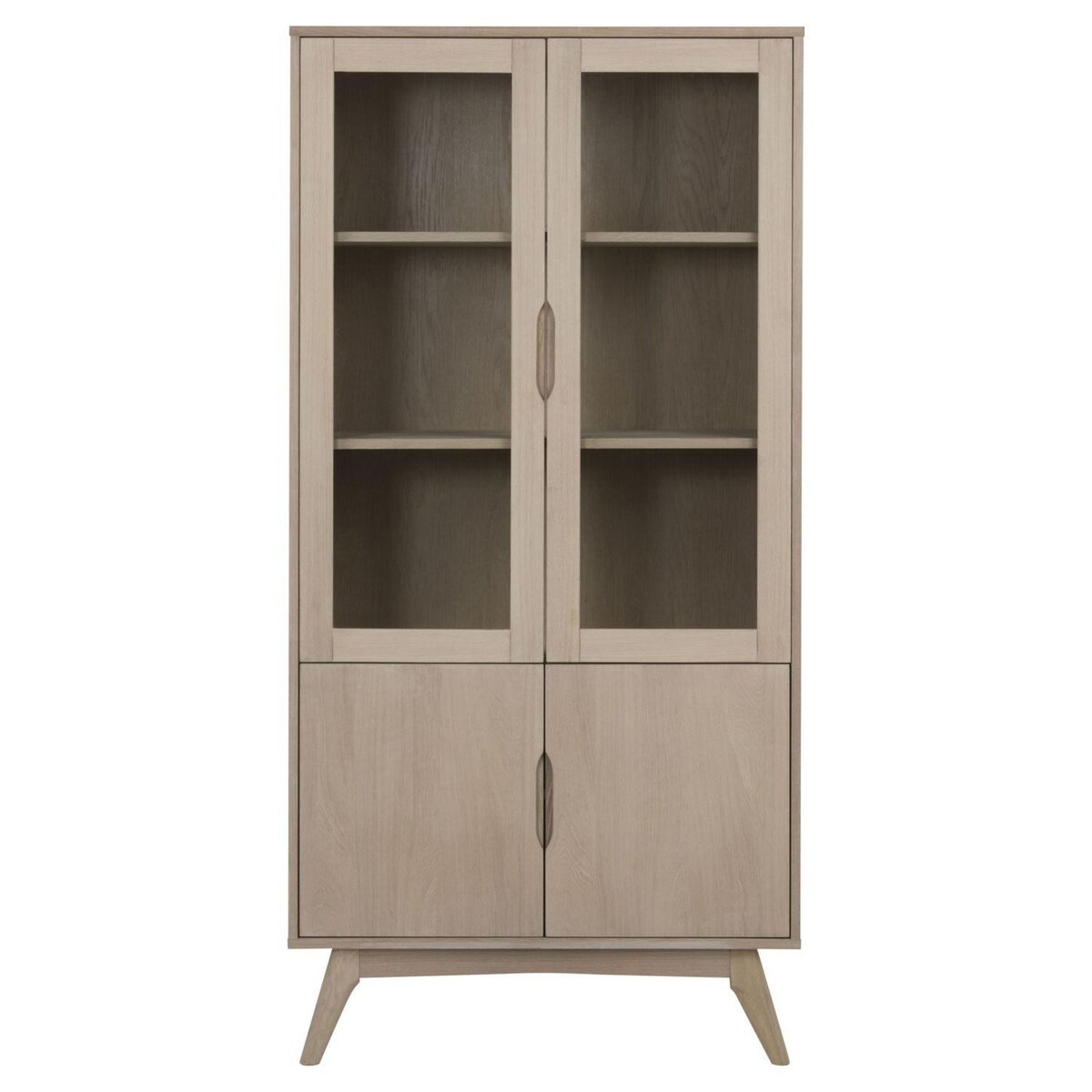 TOILINUX Vitrine en MDF et verre 4 portes et 4 étagères - Beige