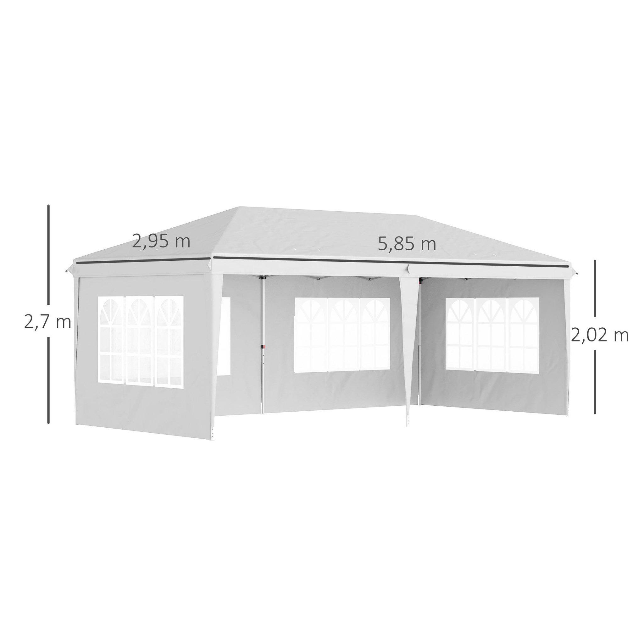 Voir la diapositive 3 : OUTSUNNY Tonnelle pop up pliante - barnum pliable - 4 cotés démontables - 4 fenêtres - acier oxford haute densité blanc
