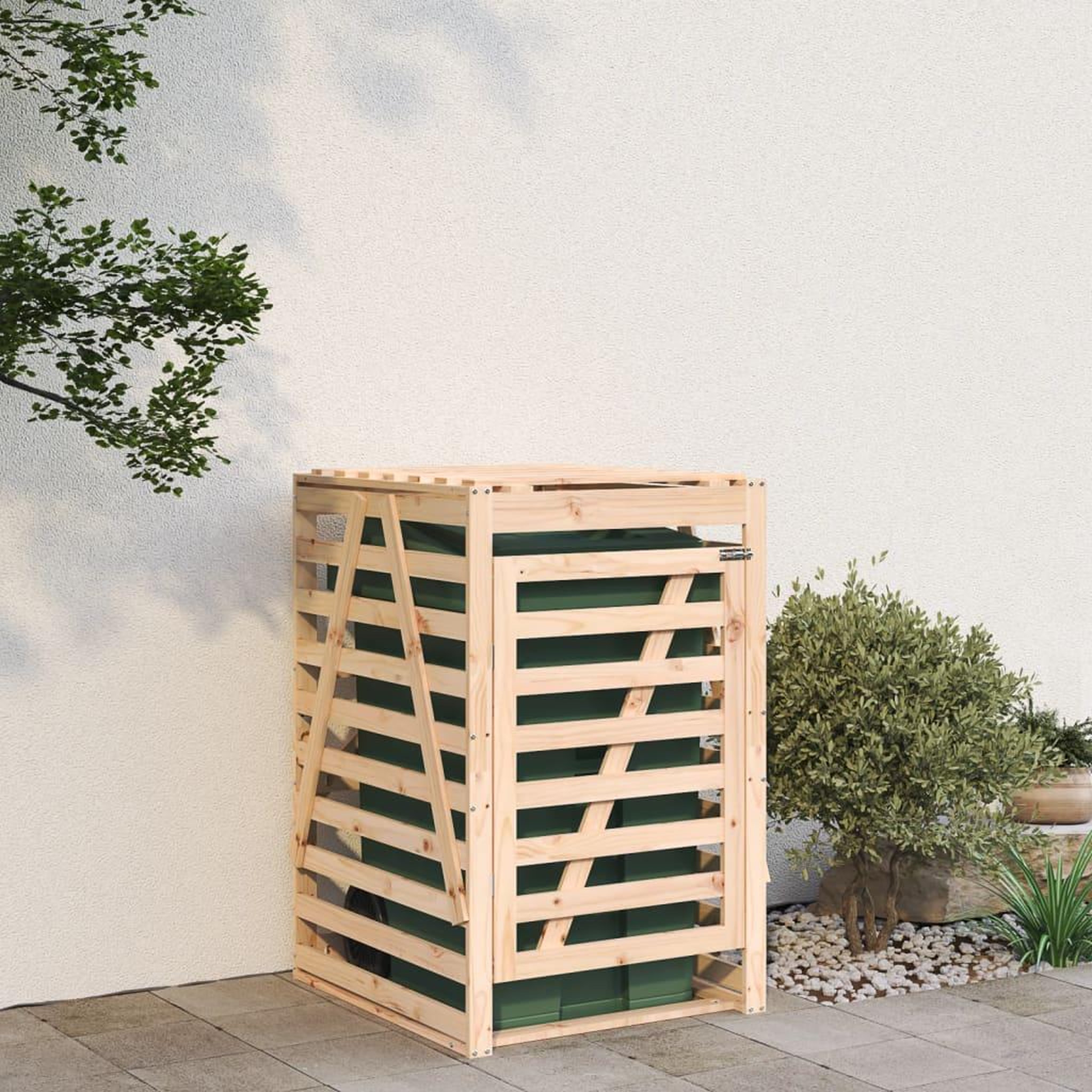VIDAXL Abri pour poubelle sur roulettes 84x90x128,5 cm bois massif pin