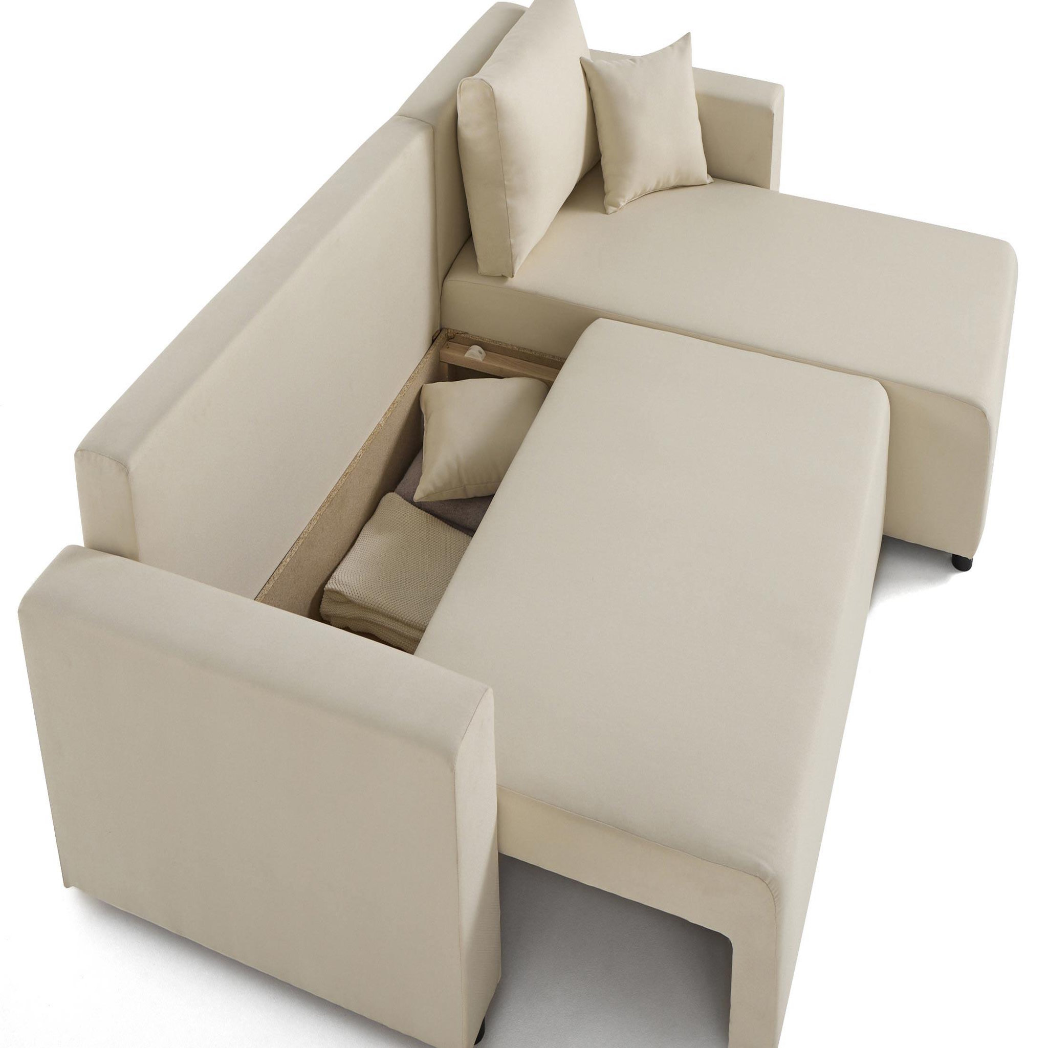 Voir la diapositive 3 : BEST MOBILIER Regala - canapé d'angle réversible - 4 places - convertible avec coffre - en tissu