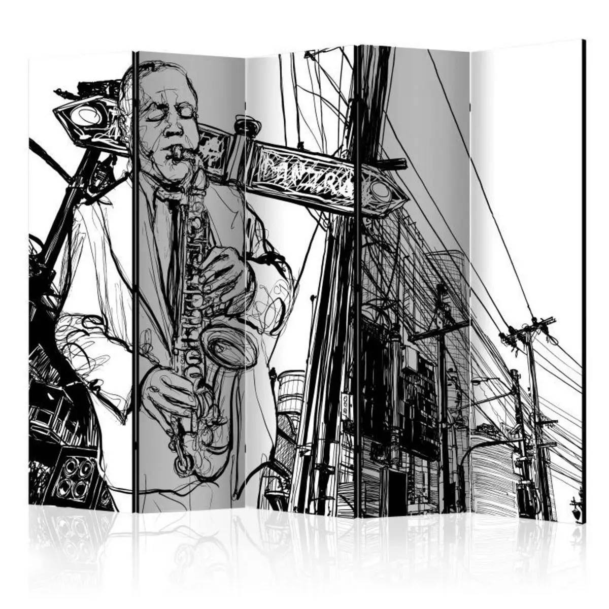 Paris Prix Paravent 5 Volets  Saxophone Recital on Broadway  172x225cm