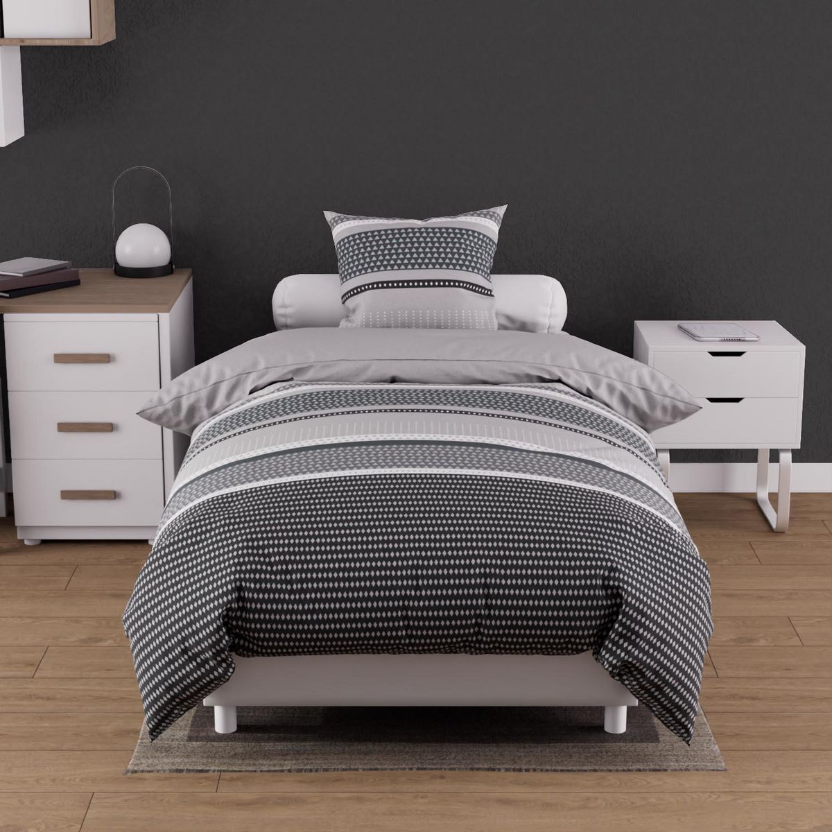 SOLEIL D'OCRE Ensemble couette et parure 5 Pièces THALES pour lit en 90x190 cm, par Soleil d'ocre