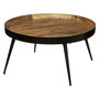 Voir la diapositive 1 : ATMOSPHERA Table basse Siwan en bois de manguier - Diamètre 70 cm - Noir et Doré