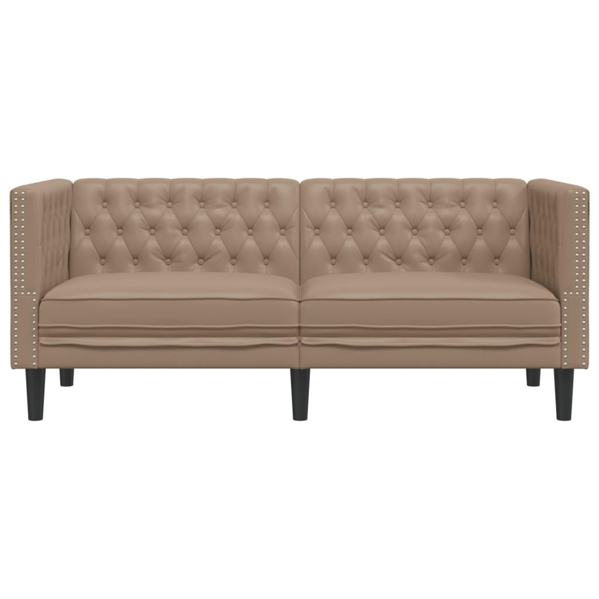 Voir la diapositive 4 : VIDAXL Canape a 2 places Chesterfield cappuccino similicuir