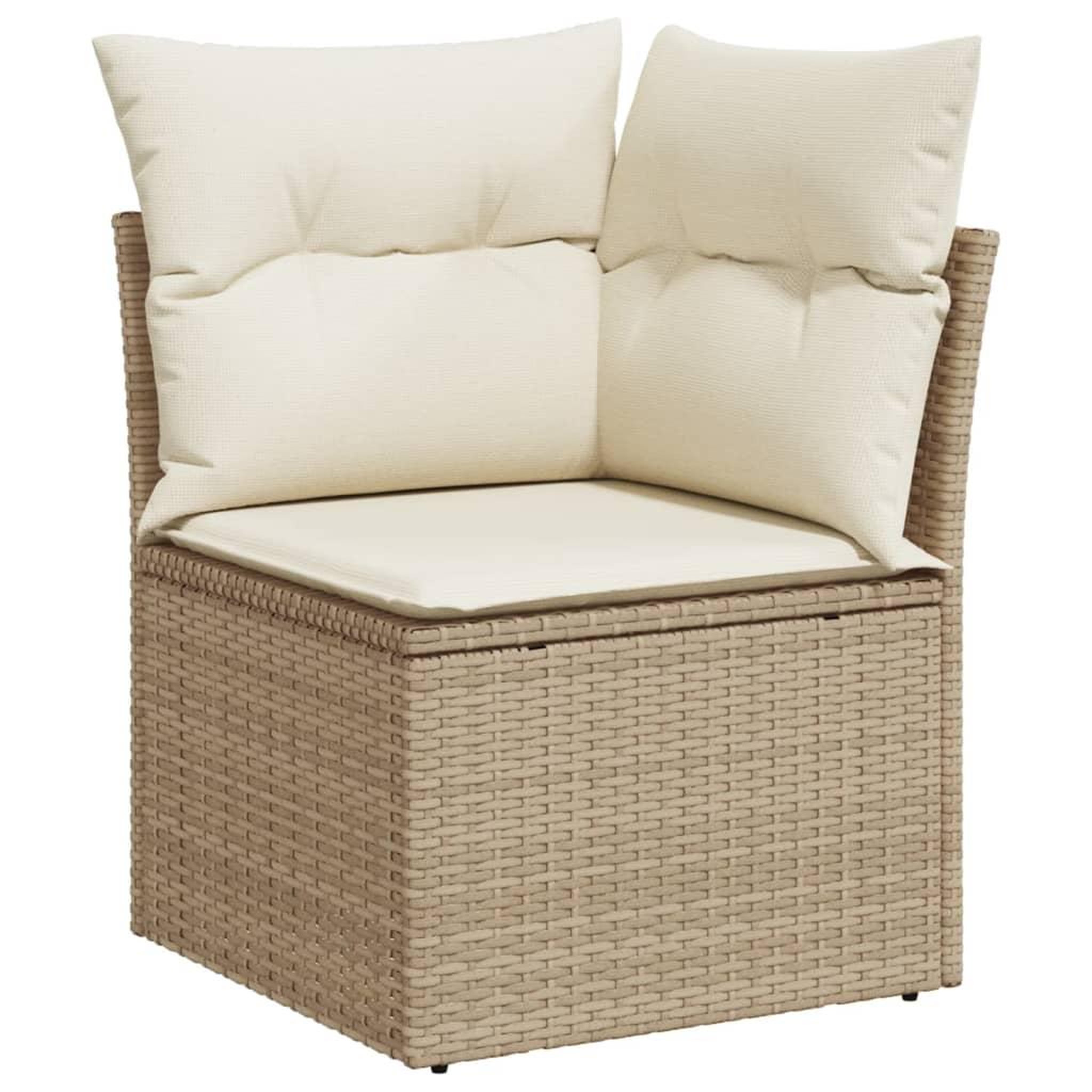 Voir la diapositive 2 : VIDAXL Canape d'angle de jardin avec coussins beige resine tressee