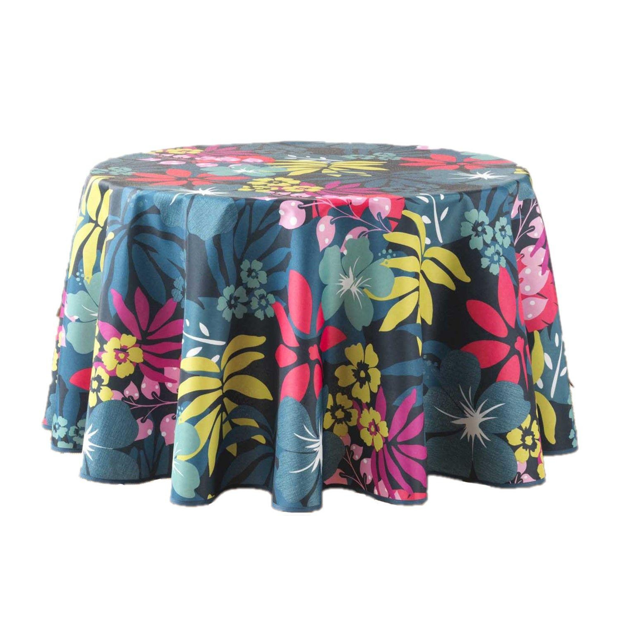 Voir la diapositive 1 : Douceur d'Intérieur Nappe ronde antitache Java - Diam. 180 cm - Bleu