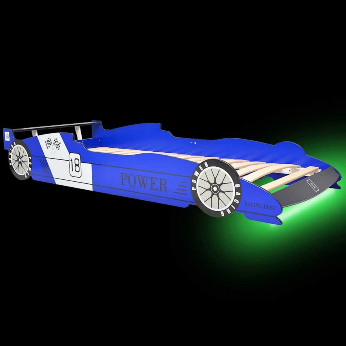 VIDAXL Lit voiture de course pour enfants avec LED 90 x 200 cm Bleu