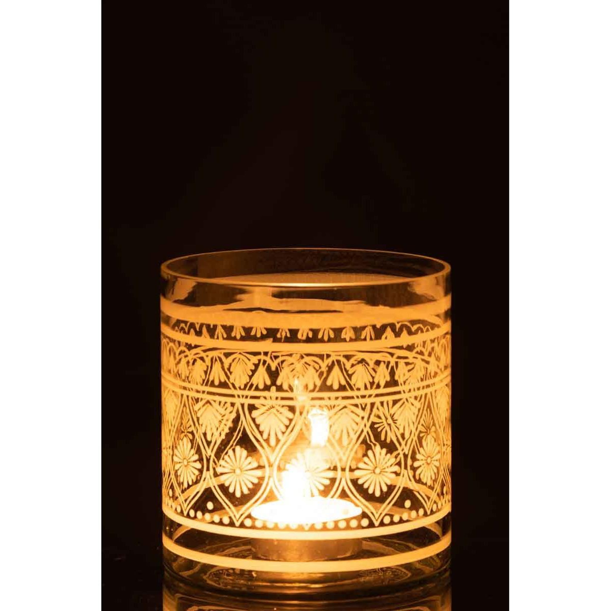 Voir la diapositive 3 : J-LINE Photophore Design  Verre Motifs  16cm Transparent