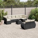 VIDAXL Salon de jardin 10 pcs avec coussins noir resine tressee