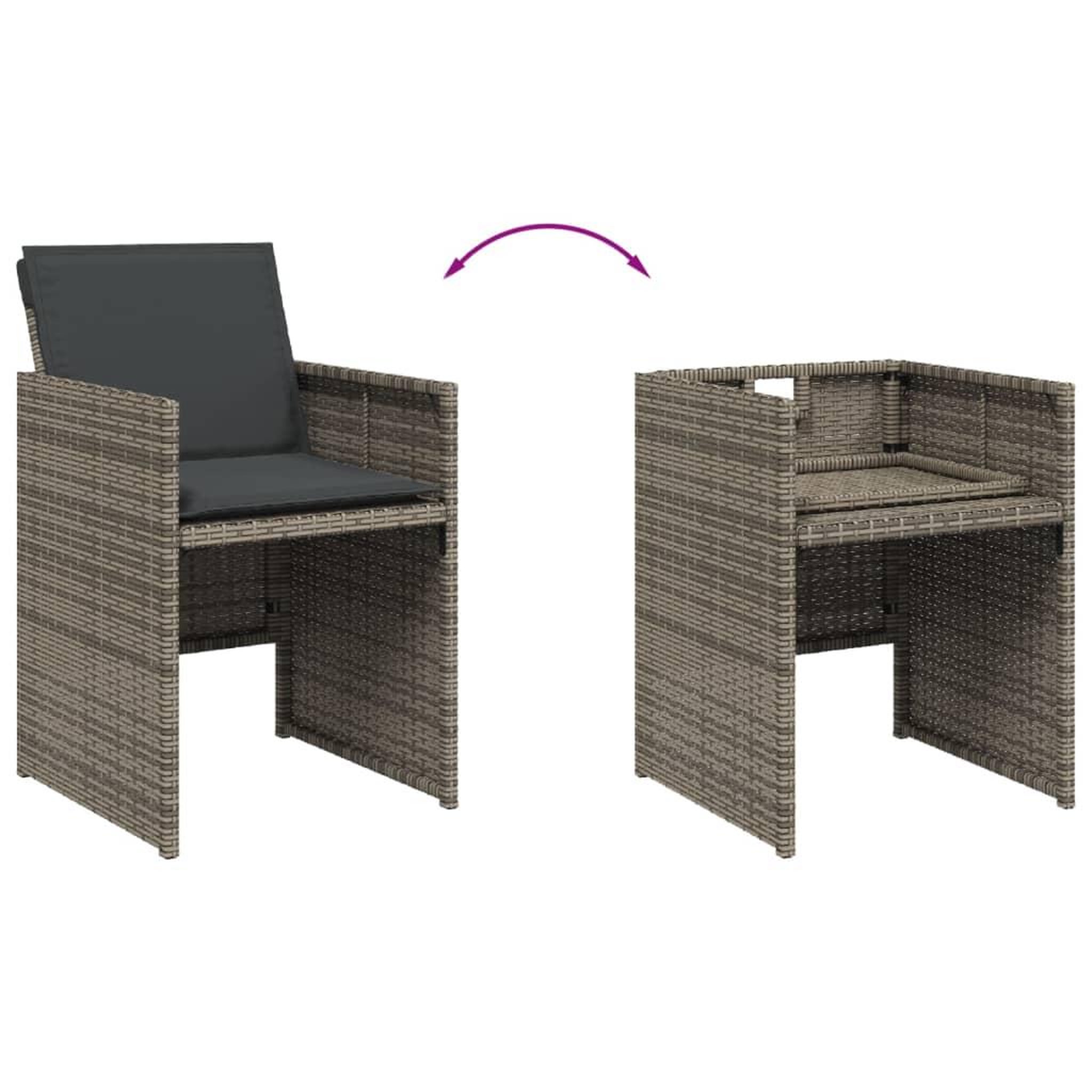Voir la diapositive 5 : VIDAXL Ensemble a manger de jardin coussins 13 pcs gris resine tressee