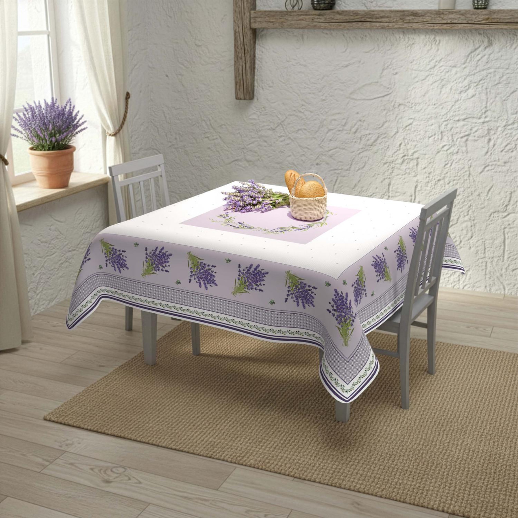 SOLEIL D'OCRE Nappe imprimée anti-tâches PROVENCE, par Soleil d'Ocre. Coloris disponibles : Violet