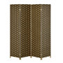 Voir la diapositive 1 : HOMCOM Paravent intérieur 4 panneaux pliables séparateur de pièce bois de peuplier fibres de papier tressée chocolat paille