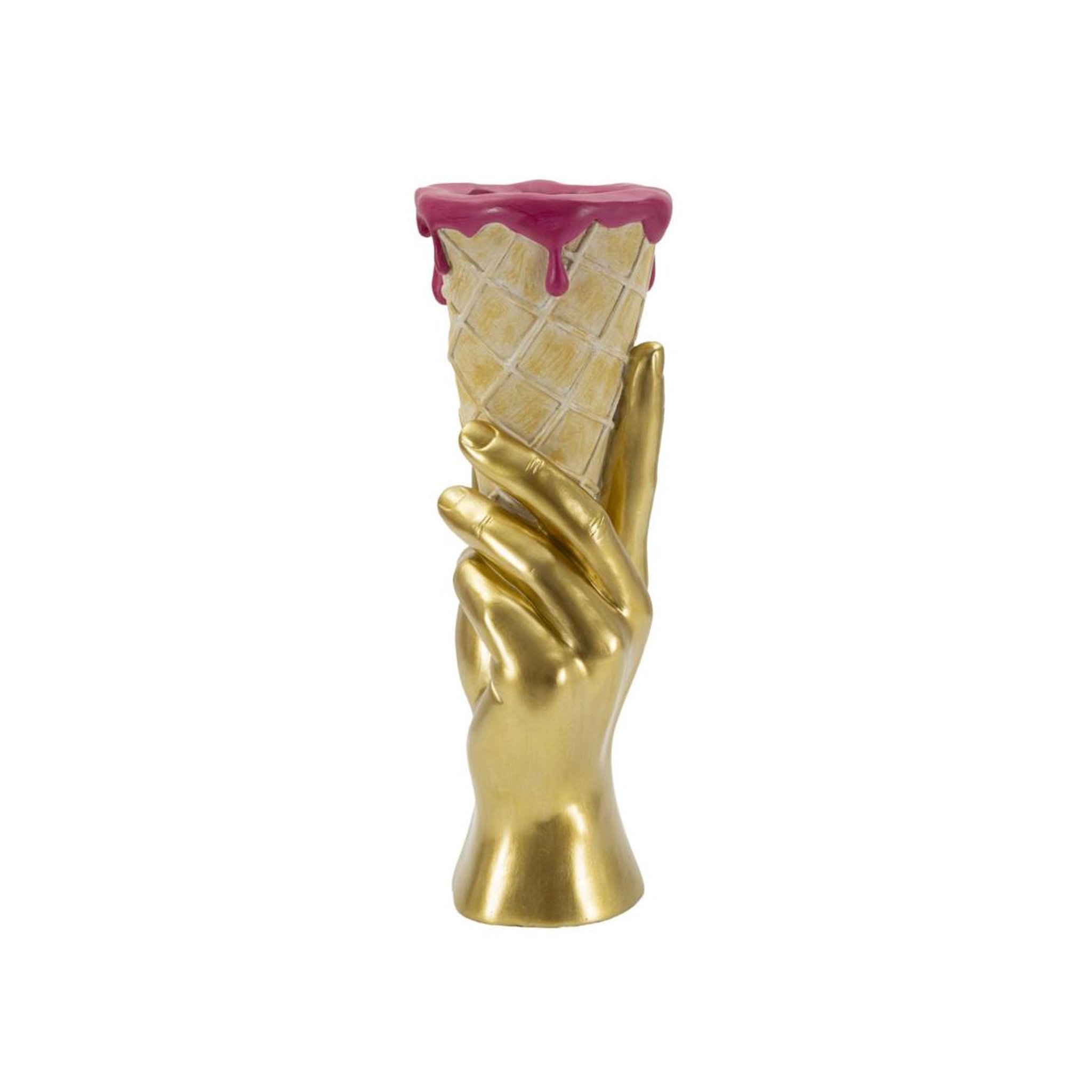 Voir la diapositive 4 : Paris Prix Vase déco en résine  cône  31cm or
