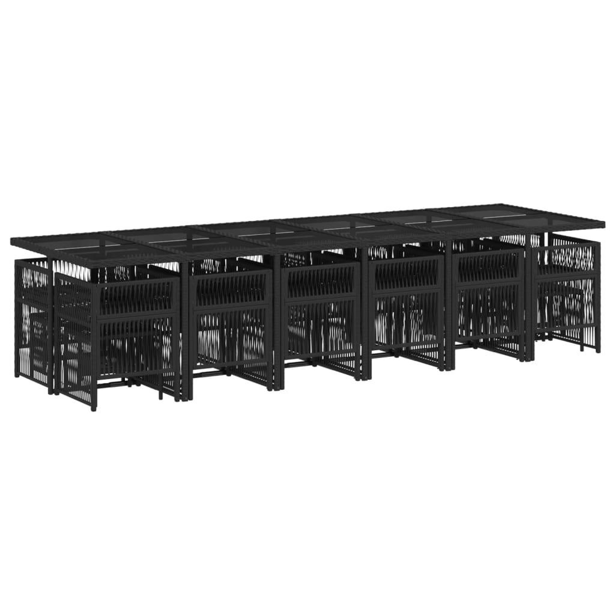 Voir la diapositive 3 : VIDAXL Ensemble a manger de jardin 17 pcs coussins noir resine tressee