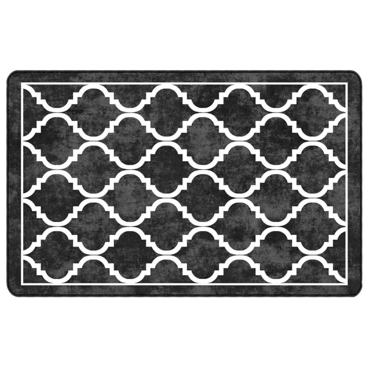 VIDAXL Tapis lavable noir et blanc 190x300 cm antiderapant