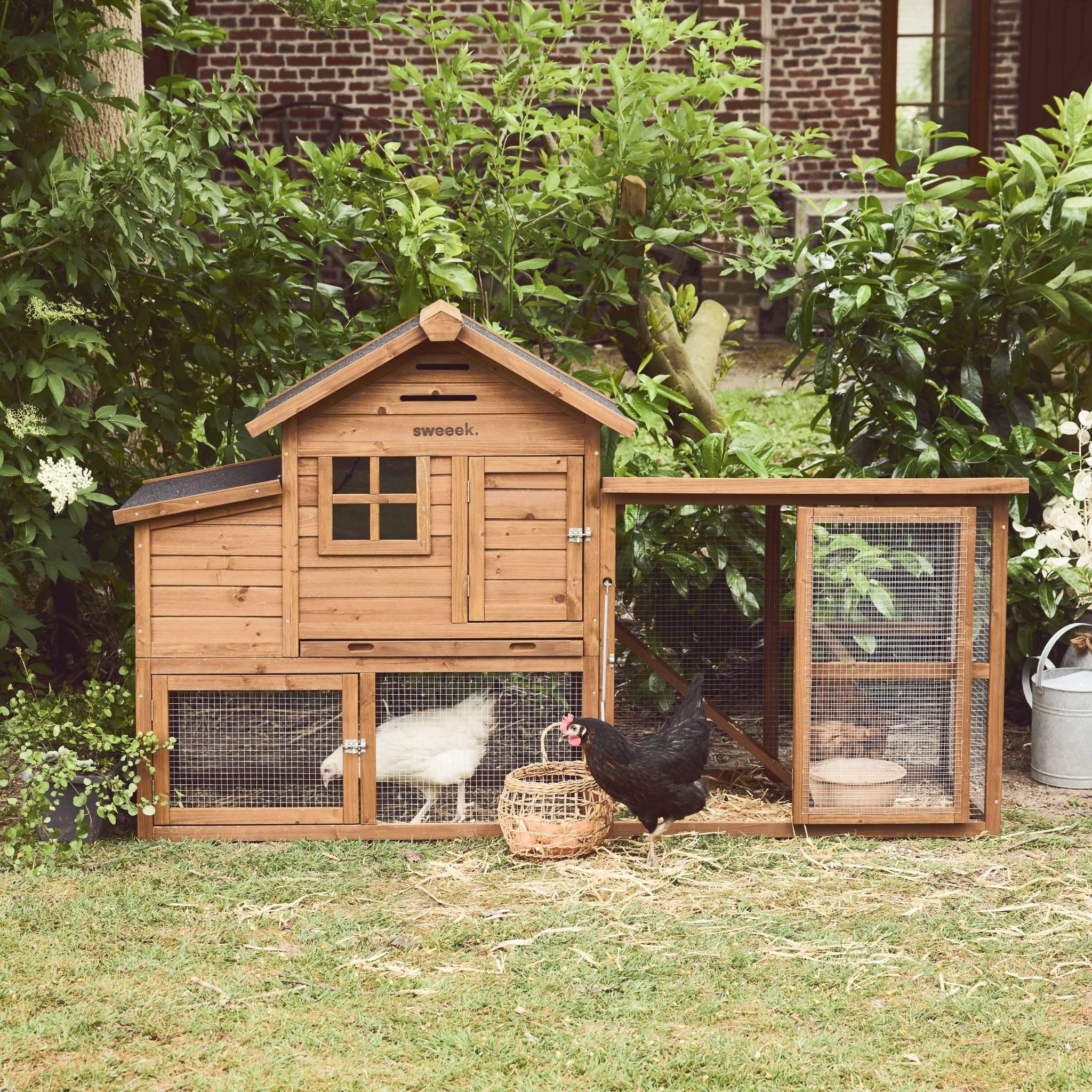 Voir la diapositive 6 : SWEEEK Poulailler en bois GELINE. 4 poules. cage à poule avec enclos