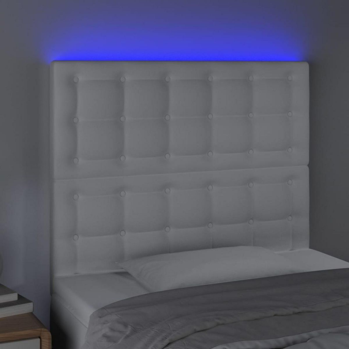 VIDAXL Tete de lit a LED Blanc 100x5x118/128 cm Similicuir