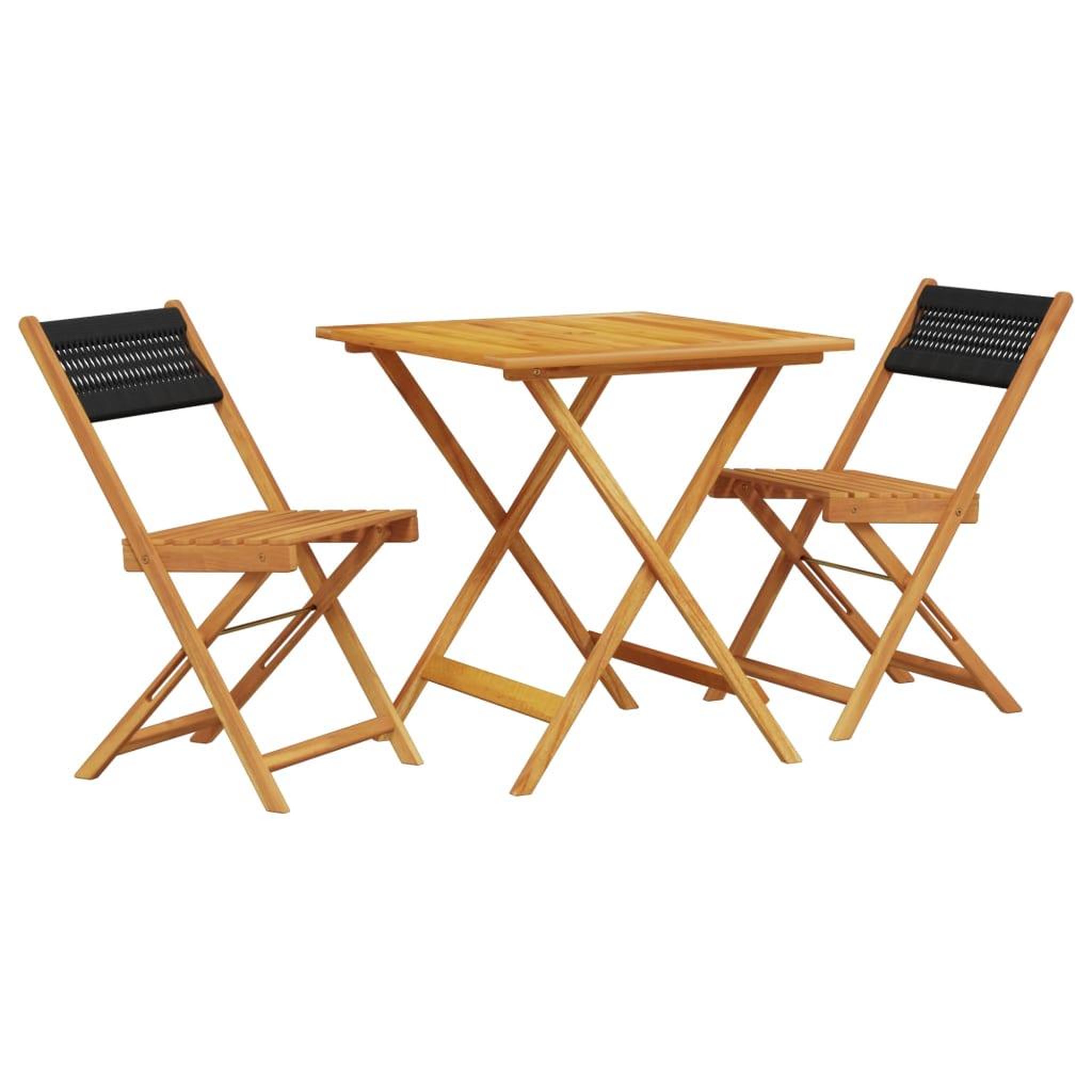 Voir la diapositive 2 : VIDAXL Ensemble de bistro 3 pcs noir polypropylene et bois massif