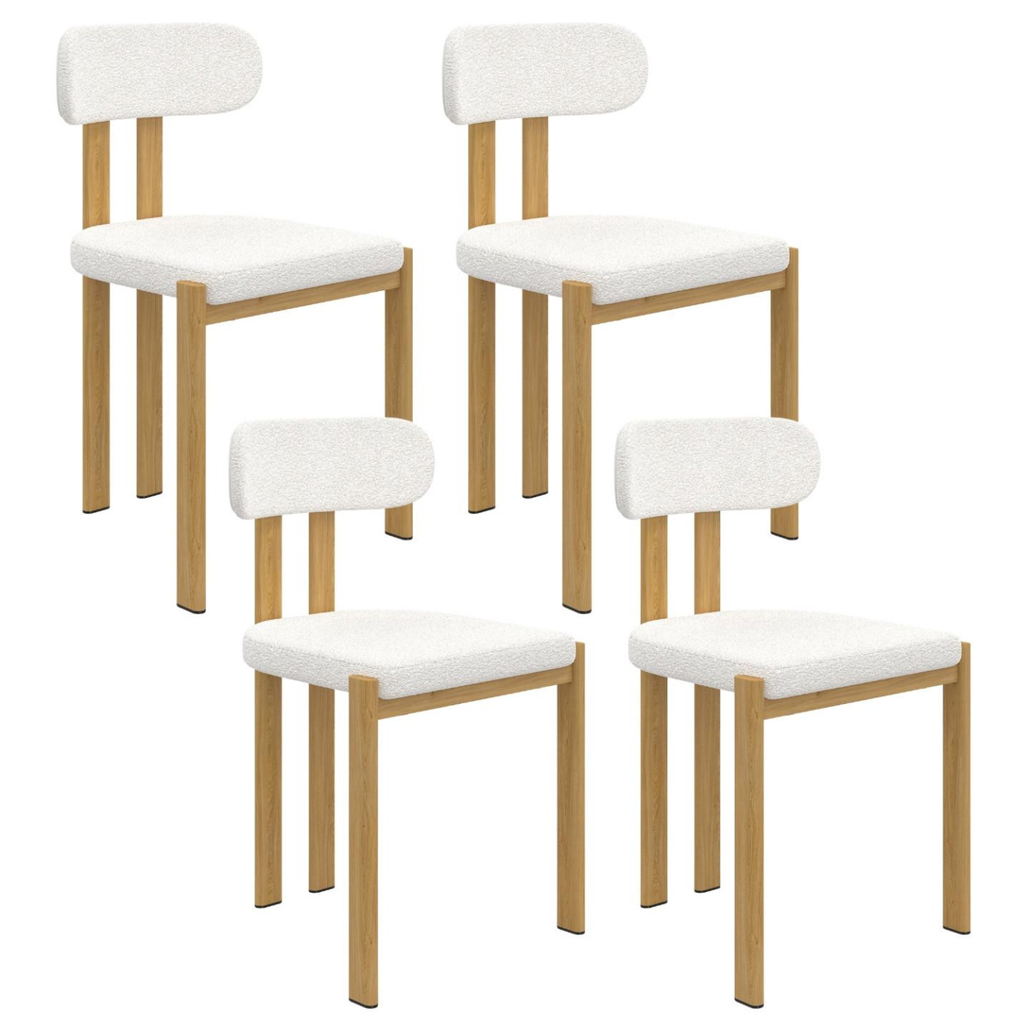 ID MARKET Lot de 4 chaises esma en métal effet bois et tissu bouclette pour salle à manger