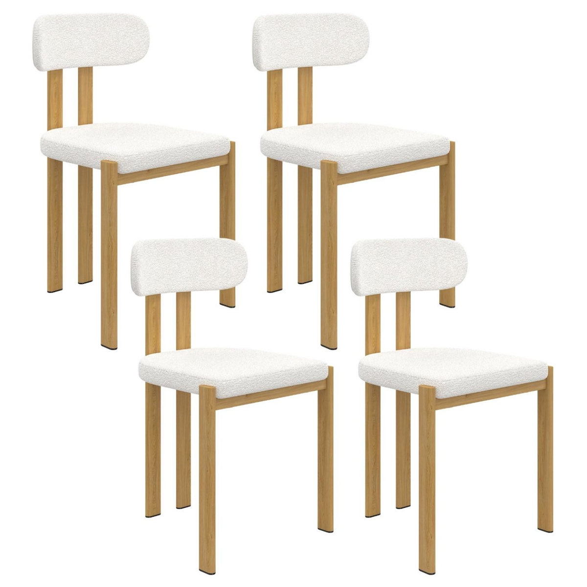 ID MARKET Lot de 4 chaises ESMA en métal effet bois et tissu bouclette pour salle à manger