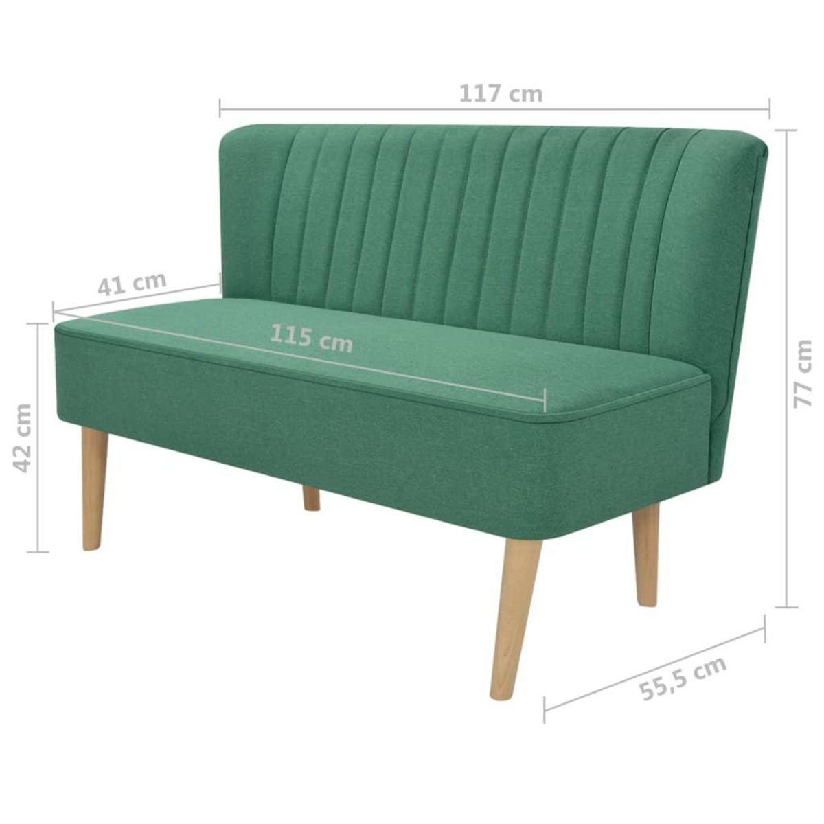 VIDAXL Canape 117x55,5x77 cm Tissu Vert