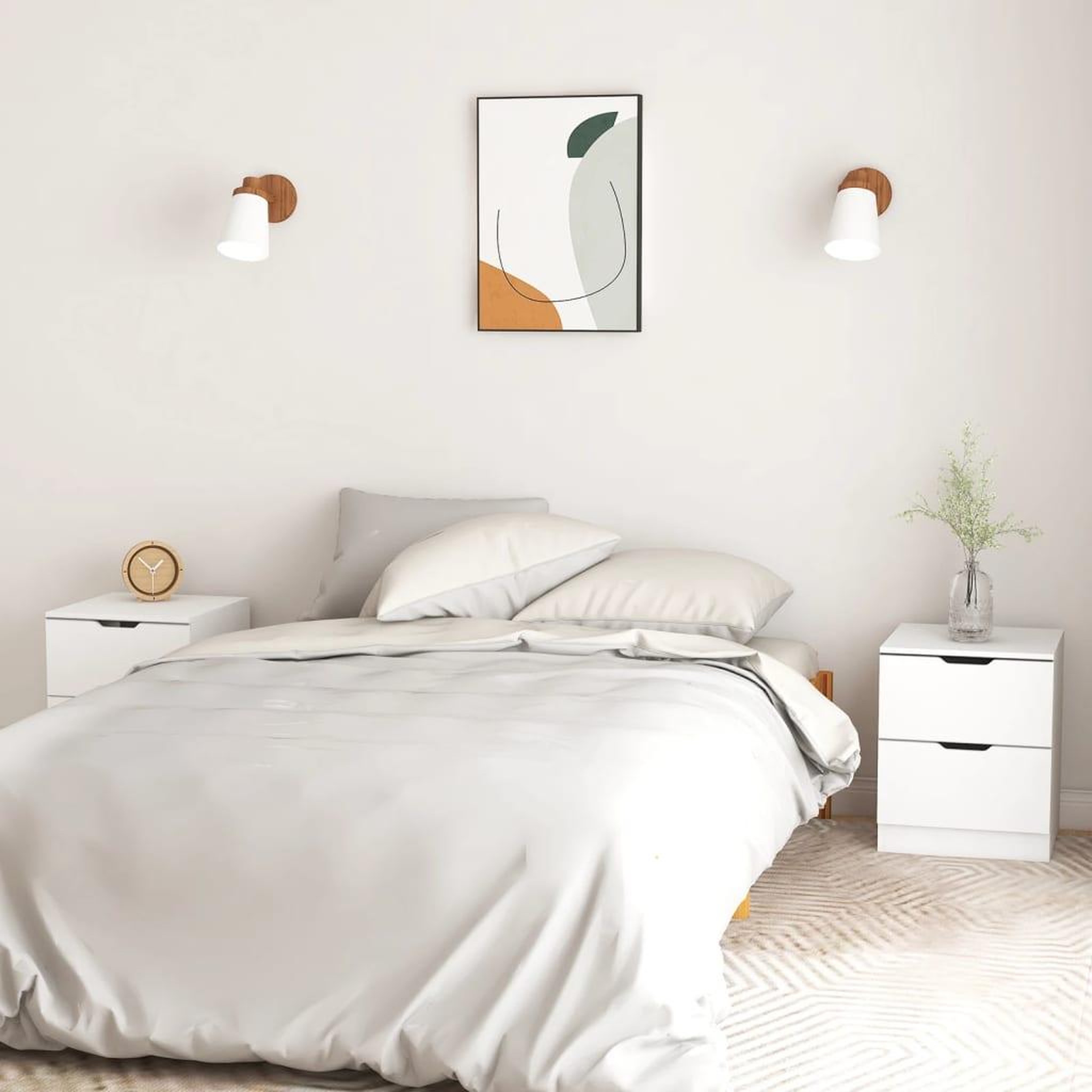 Voir la diapositive 1 : VIDAXL Tables de chevet 2 pcs blanc 40x40x50 cm bois d'ingenierie