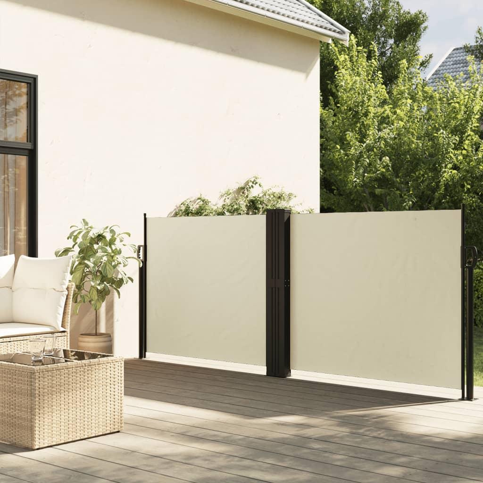 VIDAXL Auvent lateral retractable creme 140x1200 cm
