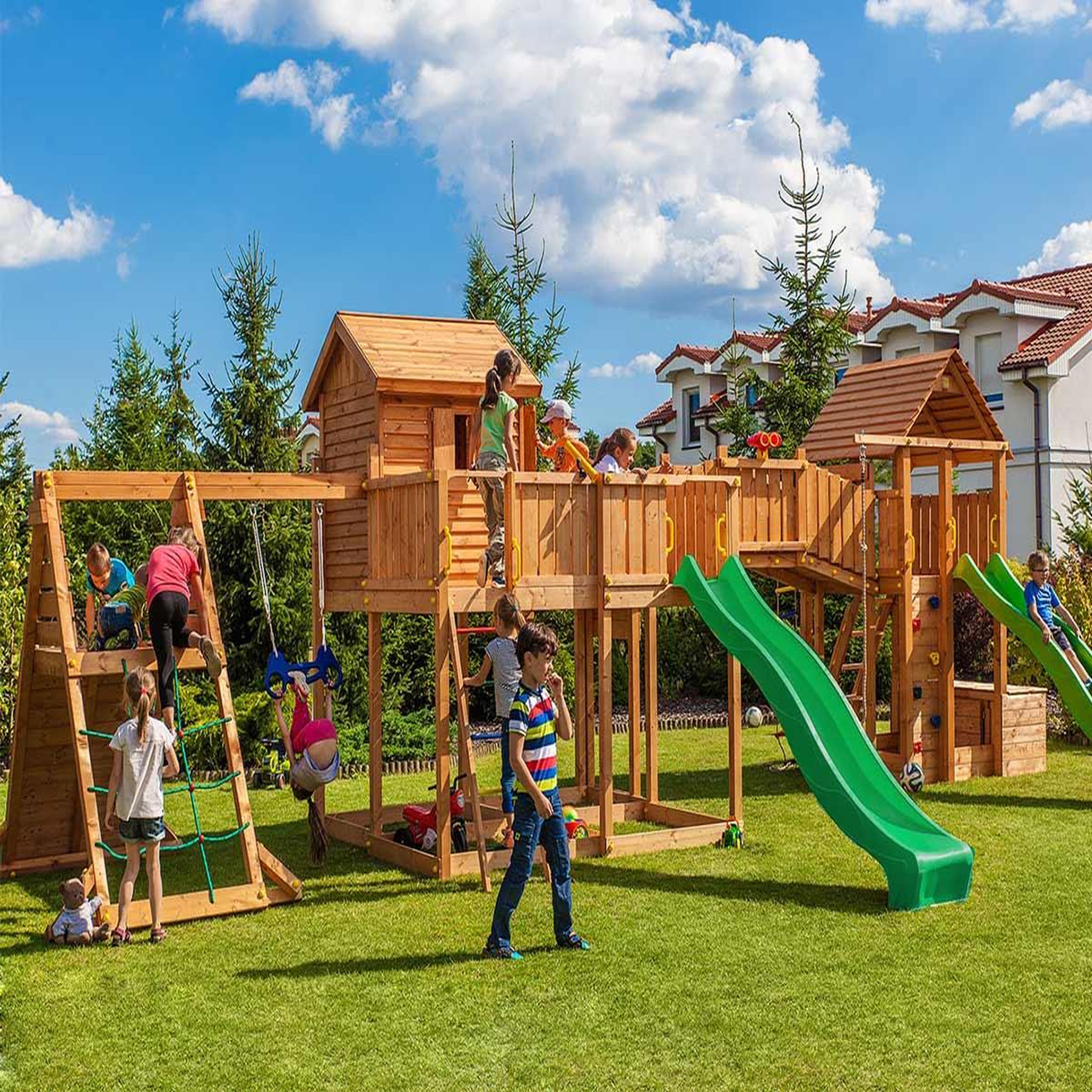 Voir la diapositive 2 : Fungoo Aire de jeux maxi spider land - toboggan vert - fungoo