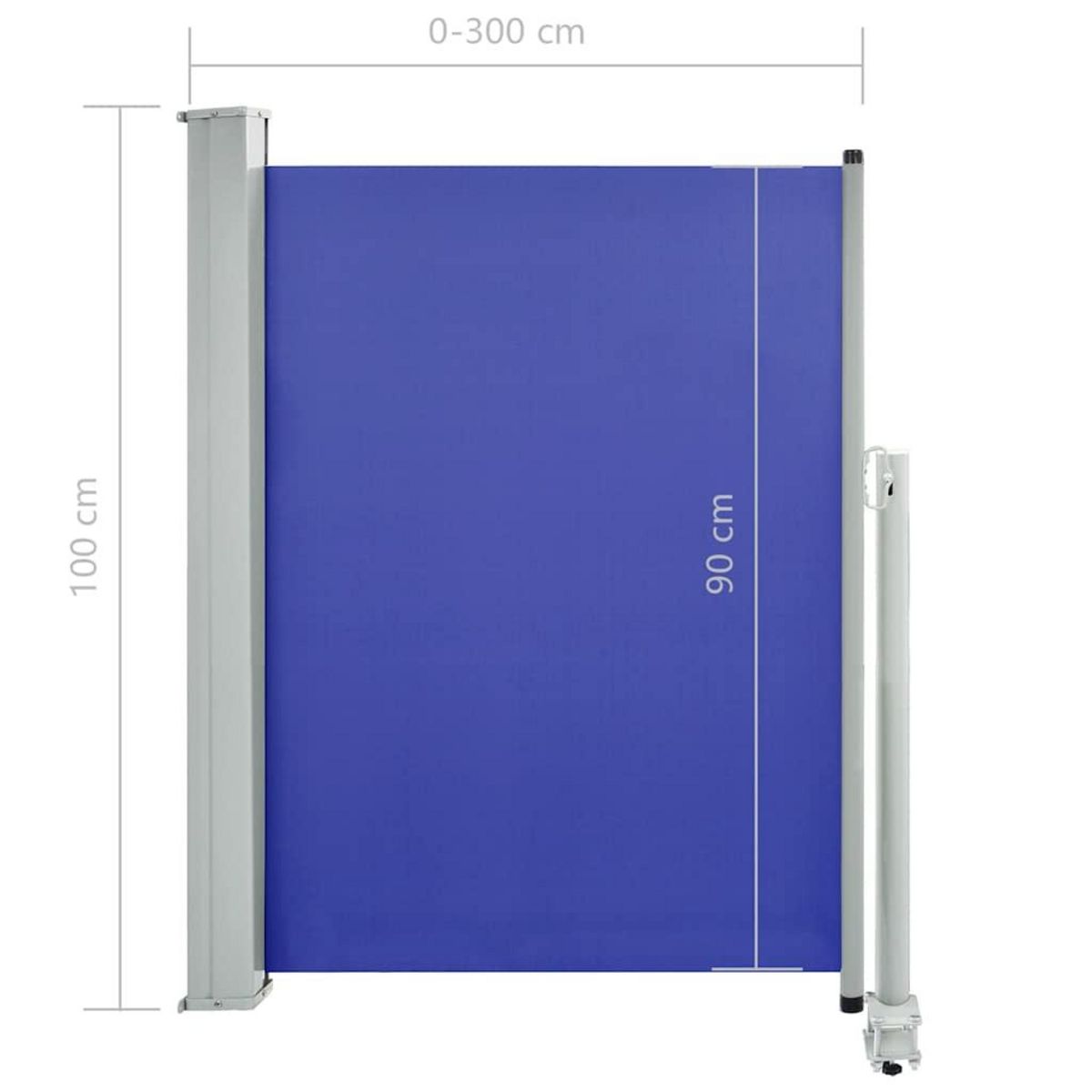 VIDAXL Auvent lateral retractable de patio 100x300 cm Bleu