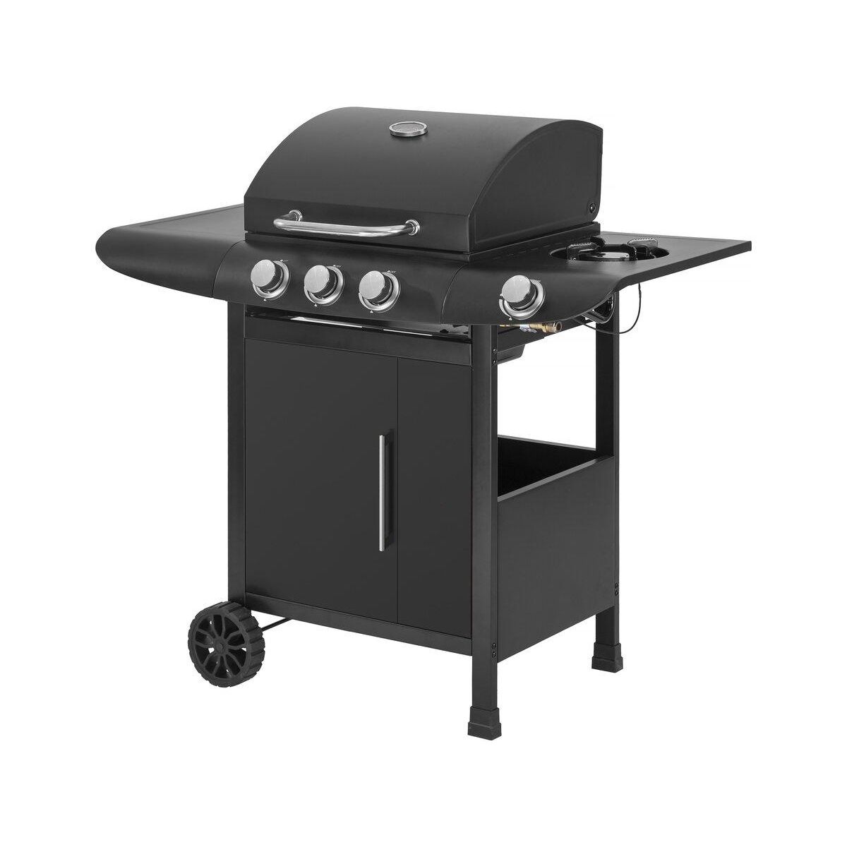 Habitat et Jardin Barbecue gaz  Feria 4  - 4 brûleurs dont 1 latéral - 11.5 kw - Noir