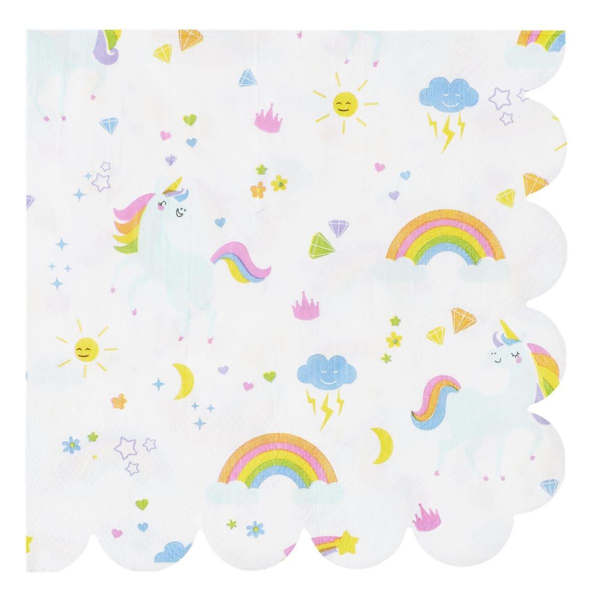 PARTY TIME Lot de 20 serviettes en papier  licorne  33x33cm blanc