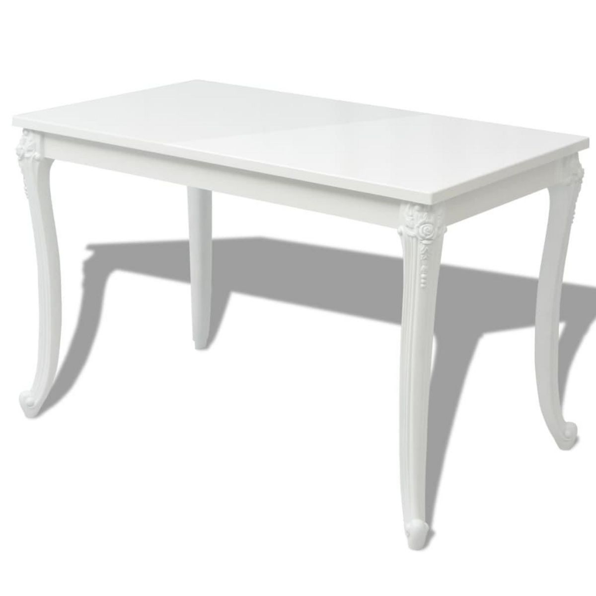 VIDAXL Table a manger 116x66x76 cm blanc brillant