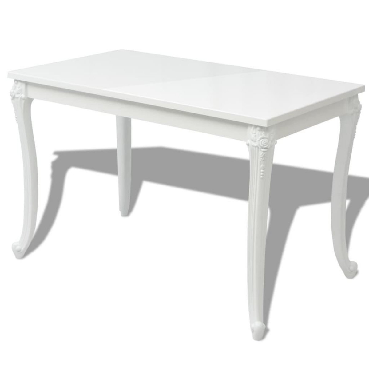 VIDAXL Table a manger 116x66x76 cm blanc brillant