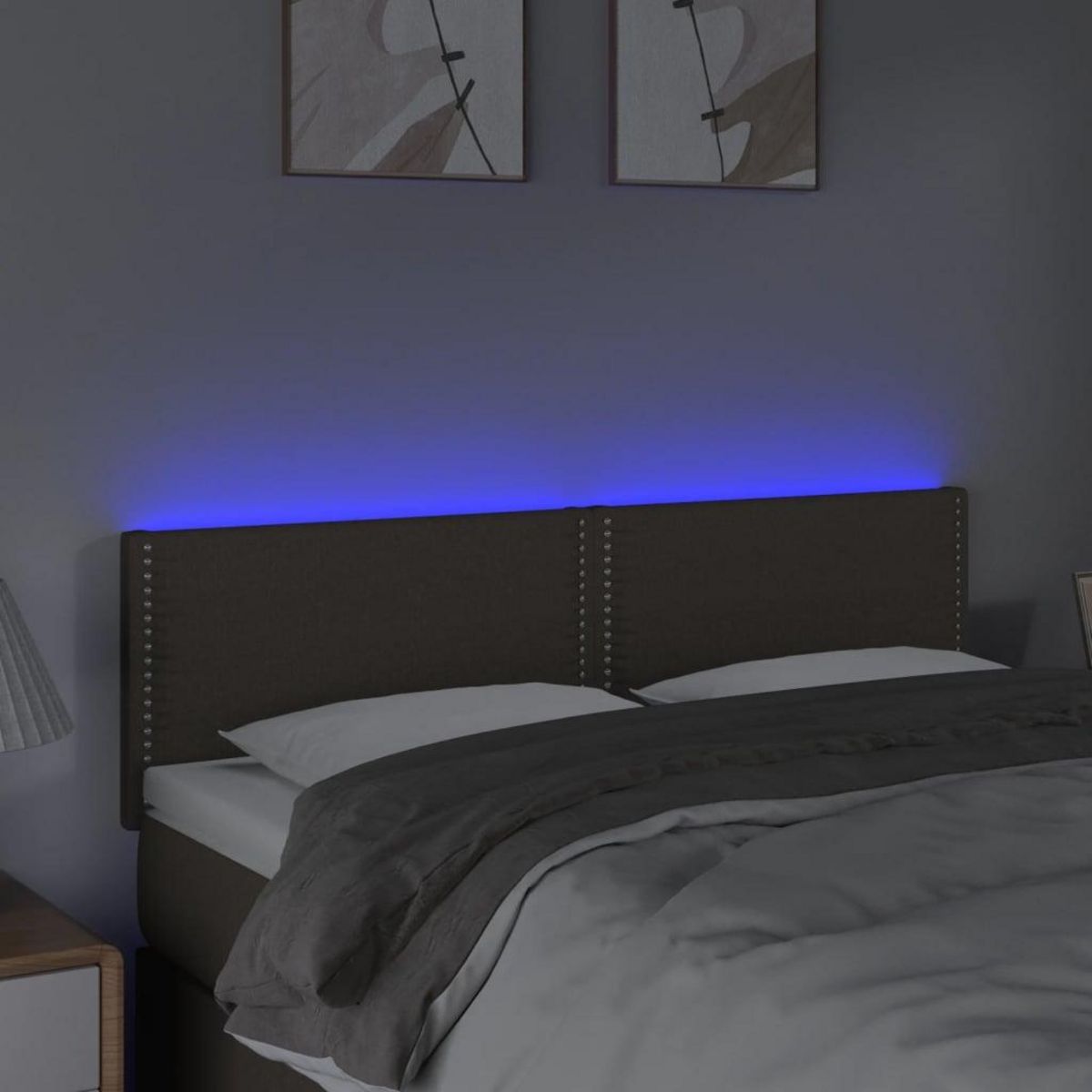 VIDAXL Tete de lit a LED Taupe 144x5x78/88 cm Tissu