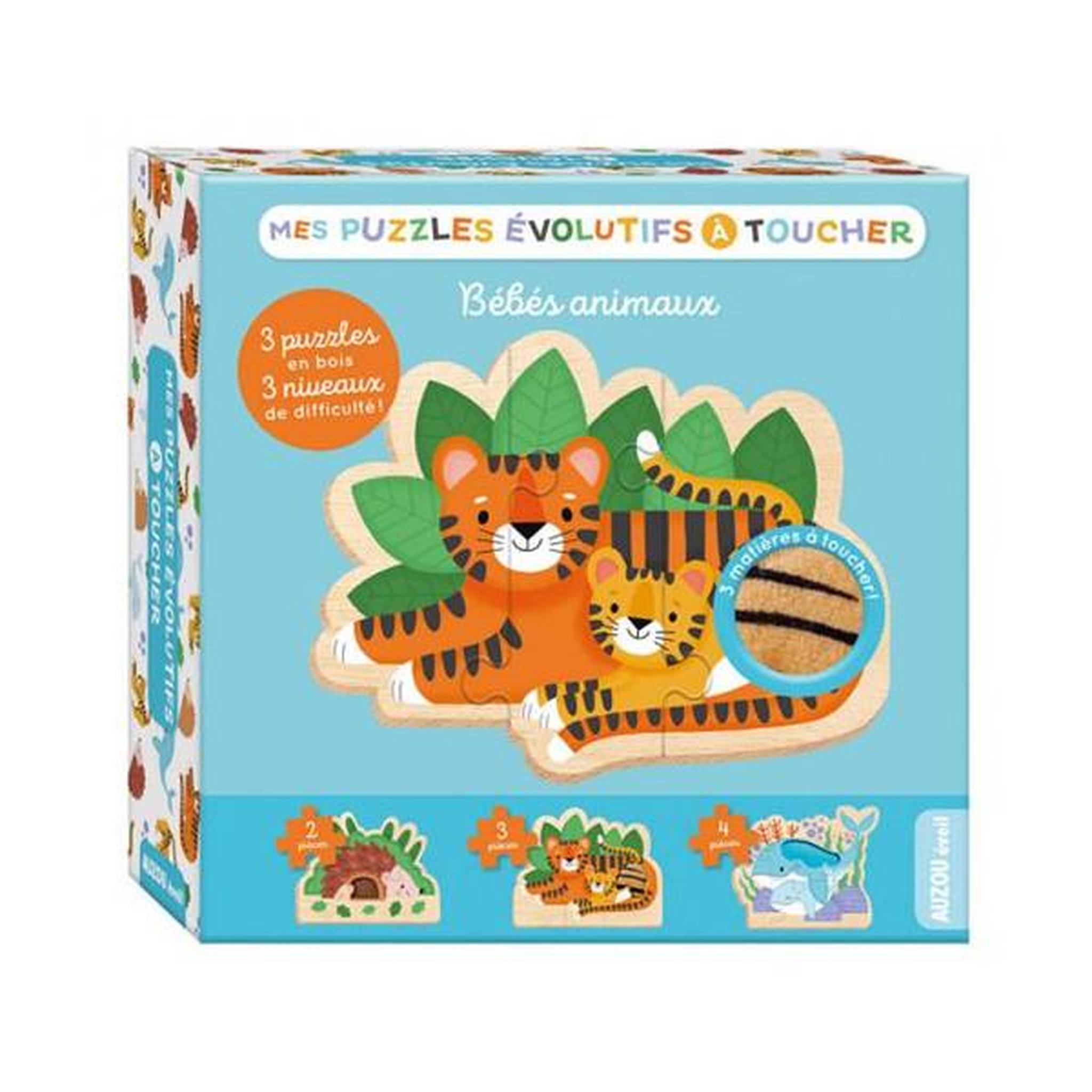 Editions Auzou Jouet en bois Auzou Mes puzzles évolutifs à toucher Animaux
