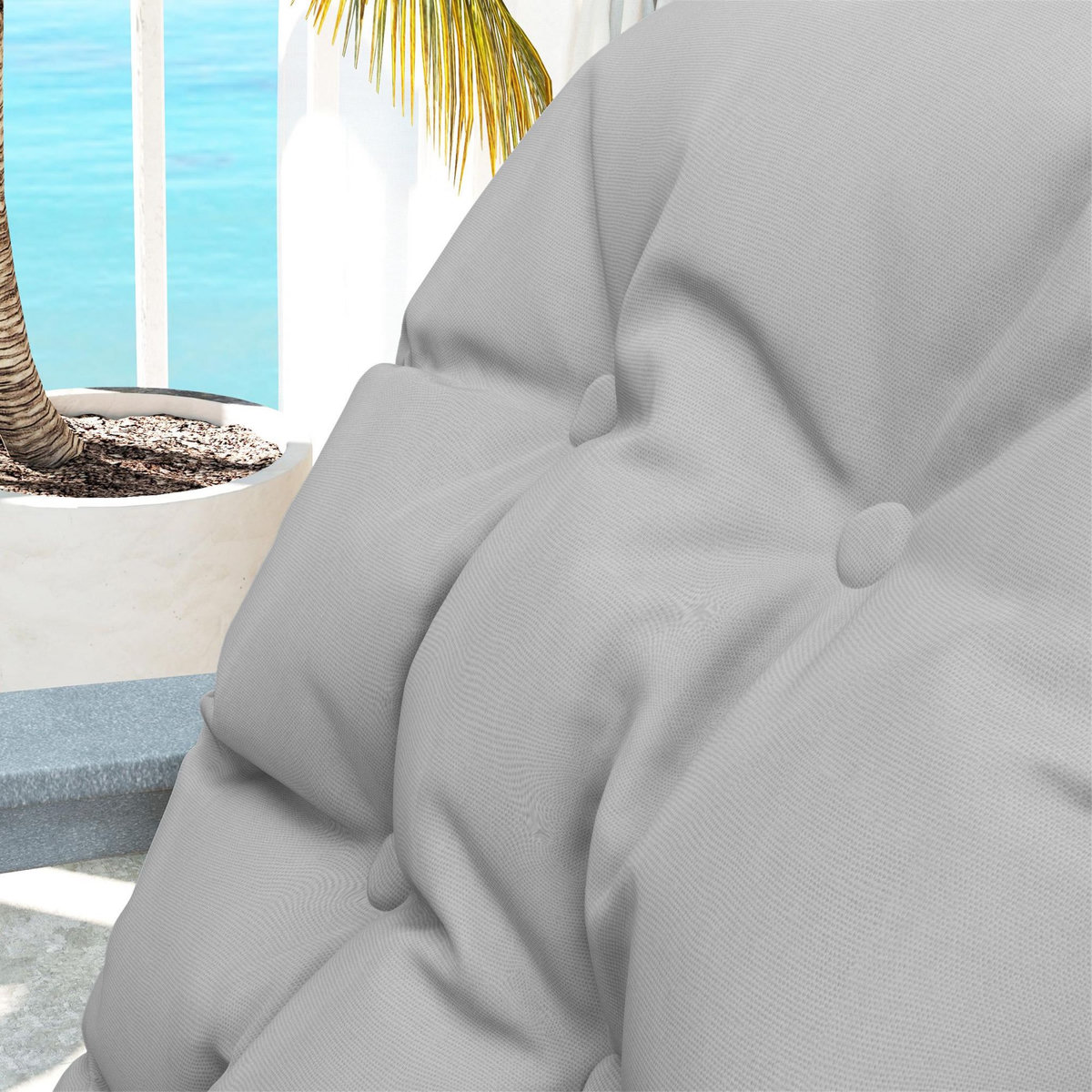 OUTSUNNY Lot de 2 coussins chaises fauteuils de jardin style Chesterfield tissu gris clair