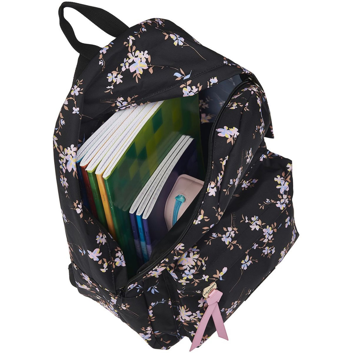 LOLLIPOPS Sac à dos 1 compartiment noir motifs fleurs 