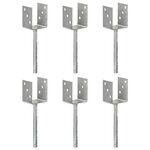 VIDAXL Piquets de cloture 6 pcs Argente 8x6x30 cm Acier galvanise