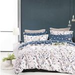 Home collection Parure housse de couette en polycoton Celyss. Coloris disponibles : Bleu