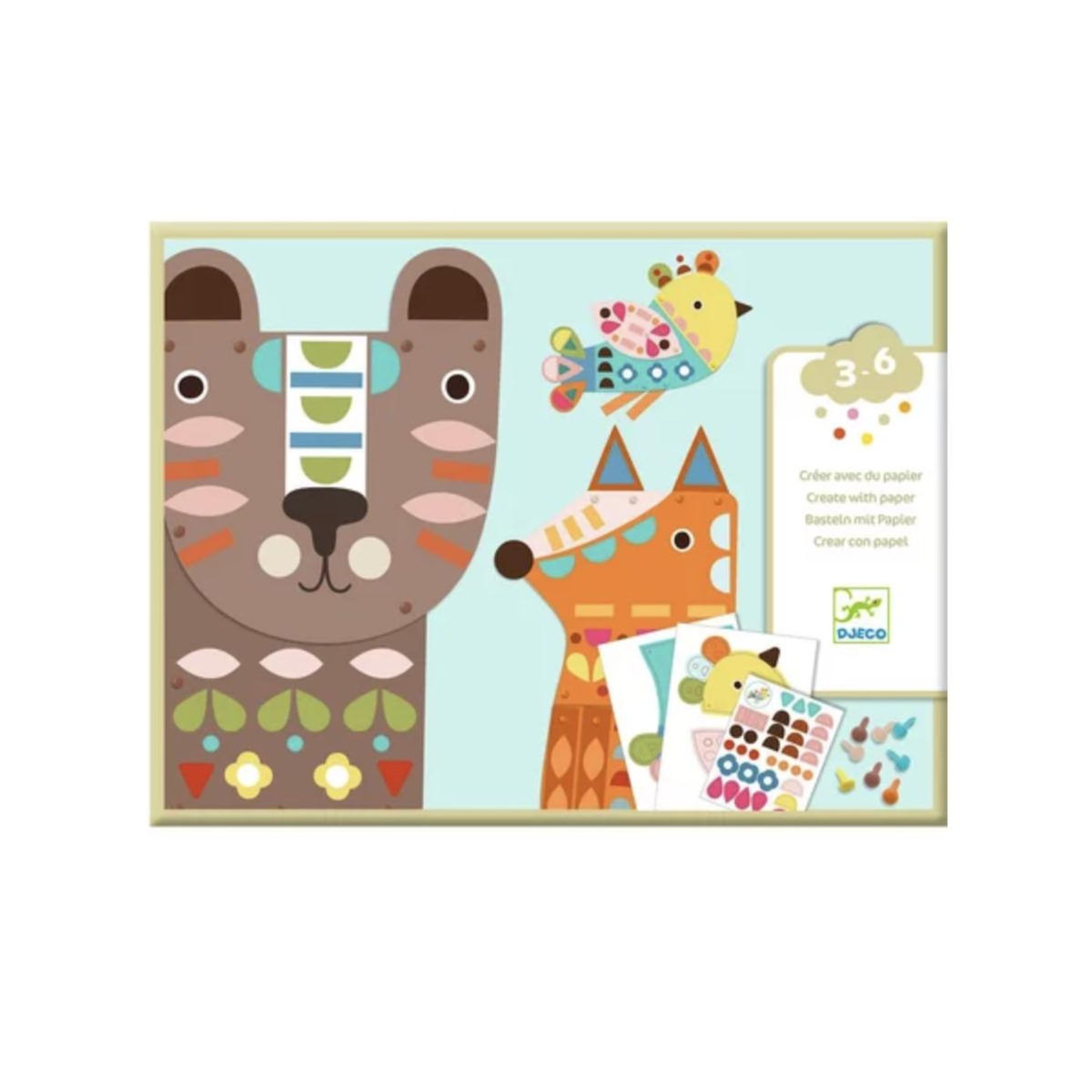 Djeco CREER AVEC DU PAPIER - 3 animaux geants