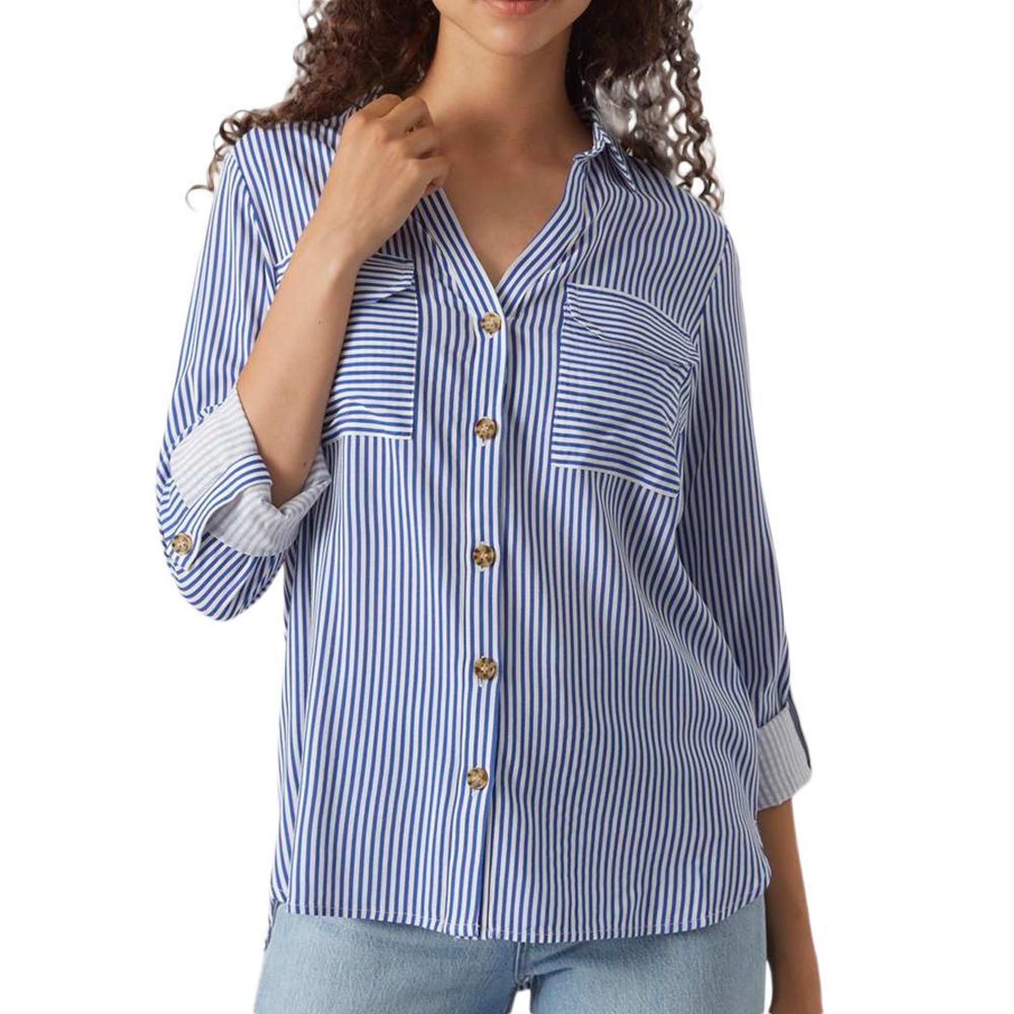 Vero Moda Chemise Bleu/Blanc Femme Vero Moda Bumpy. Coloris disponibles : Bleu