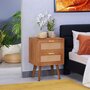 Voir la diapositive 2 : IDIMEX Table de chevet WAMAN 2 tiroirs, en bois de paulownia